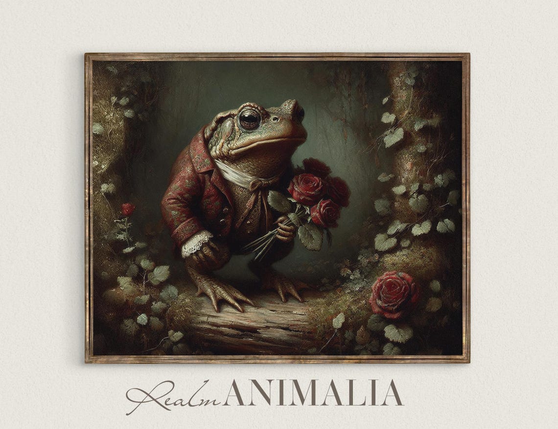 Storybook Toad Gentleman With Red Roses Romantic Forest Poster - Image 4