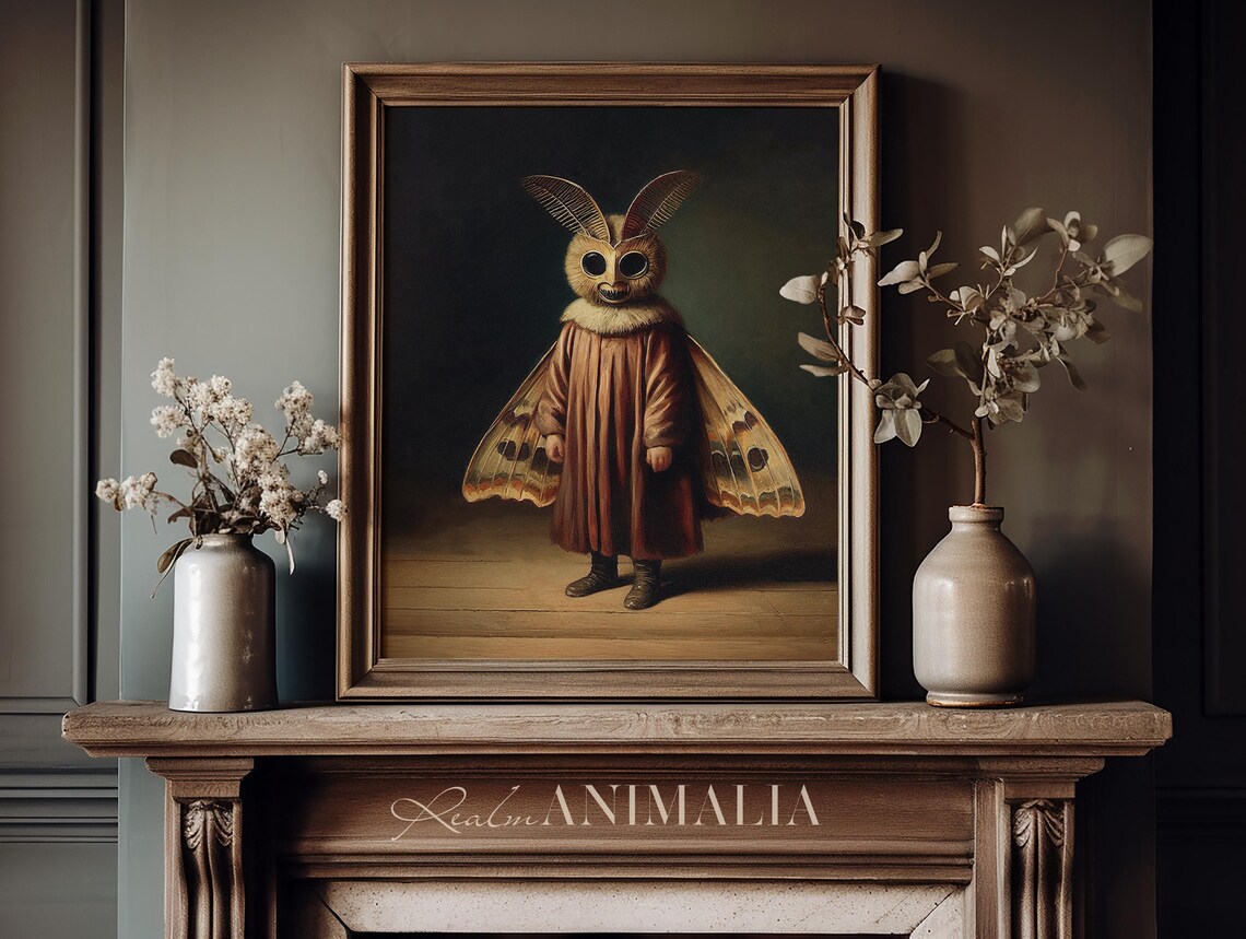 Child In Moth Costume Vintage Halloween Art Print - Image 3