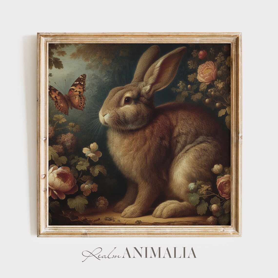 Vintage Rabbit and Butterfly, Antique Spring Art Print - Image 4
