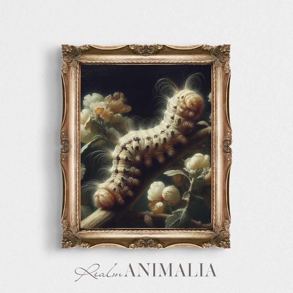 Vintage Caterpillar Print, Moody Botanical Insect Art - Image 3