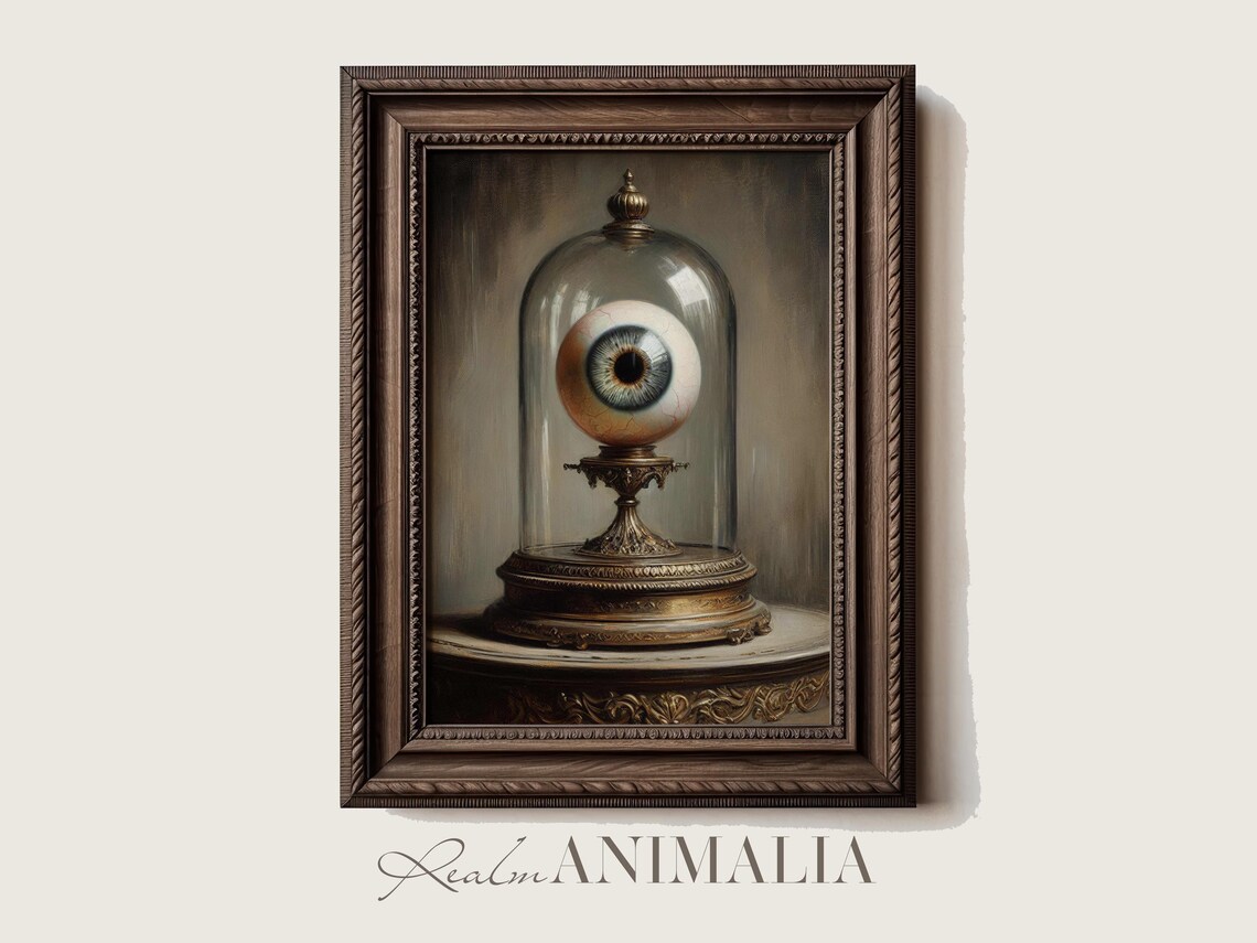 Giant Eyeball Under Glass Cloche Dark Victorian Still Life Art Print - Image 4