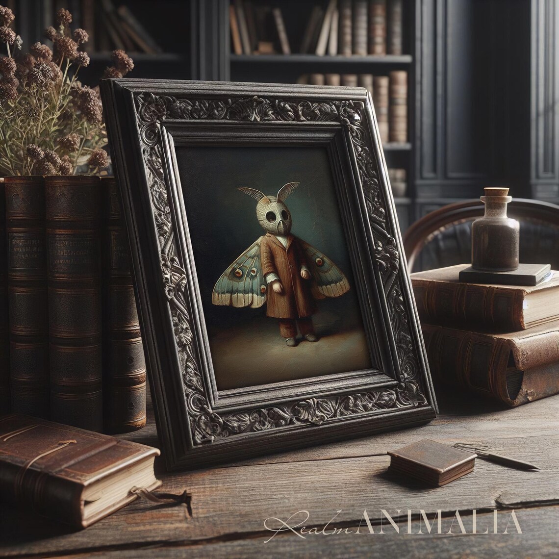 Vintage Child in Moth Costume Halloween Art Print - Image 2