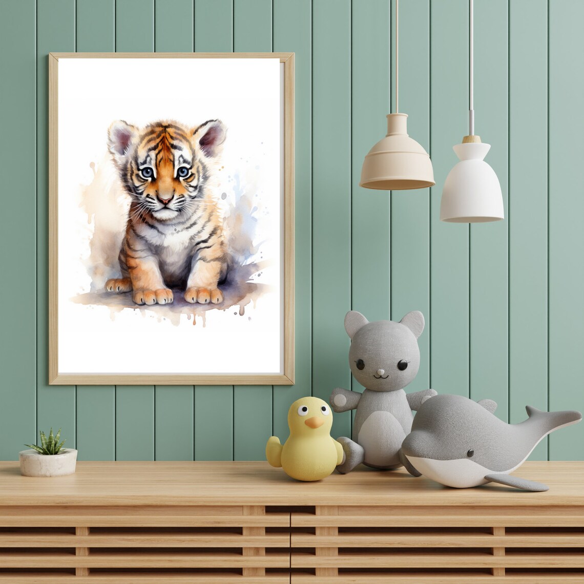 Baby Tiger Cub Watercolor Cute Safari Animal Nursery Art Print - Image 4