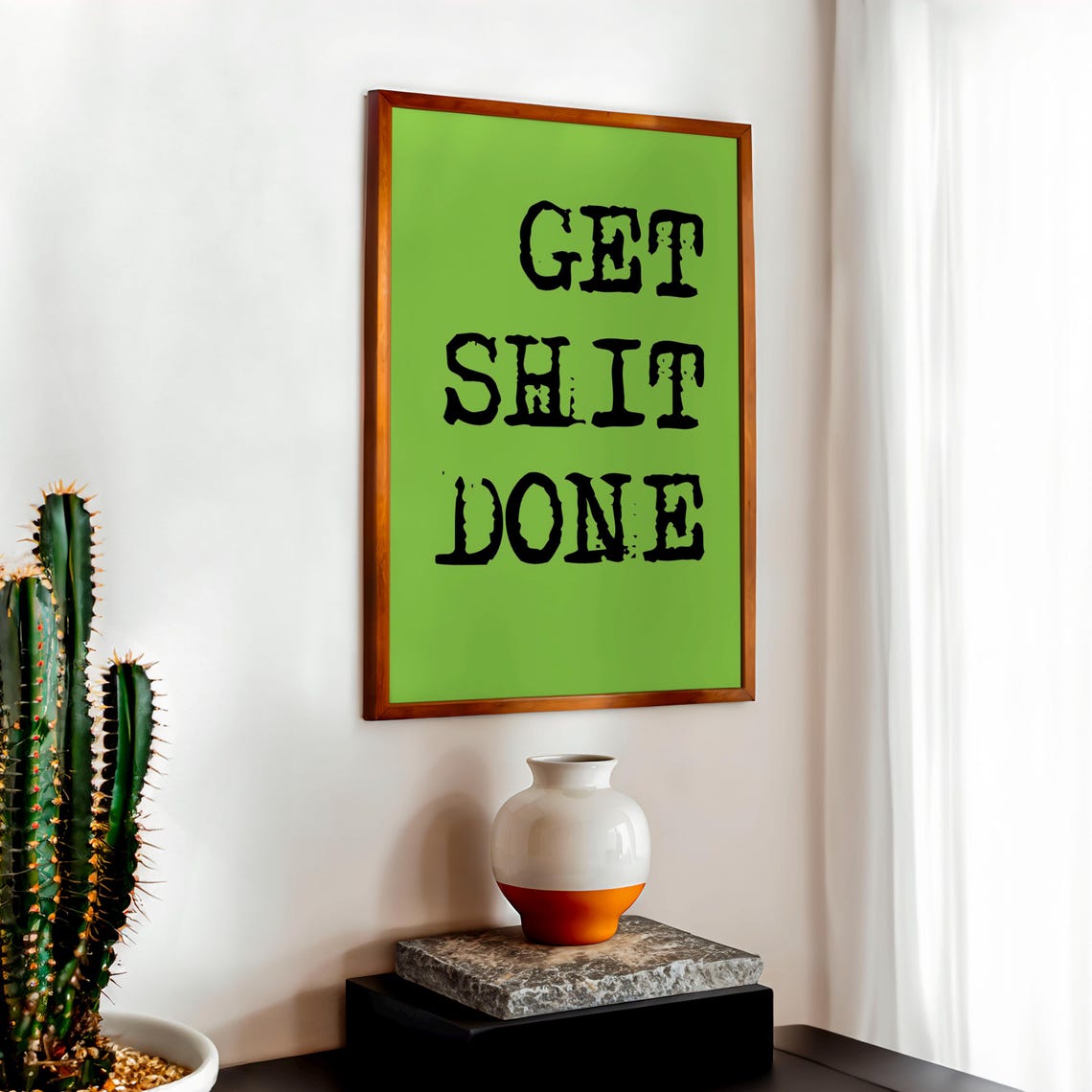 Get Shit Done Bold Black Typewriter Typography Quote Art Poster - Image 2