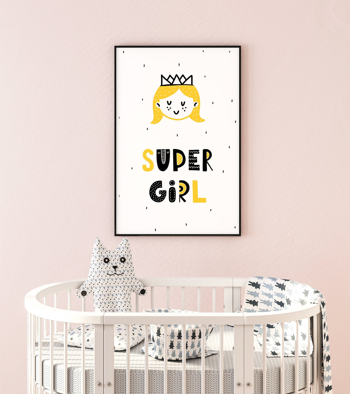 Super Girl Crowned Princess Cute Typography Nursery Art Poster - Image 2