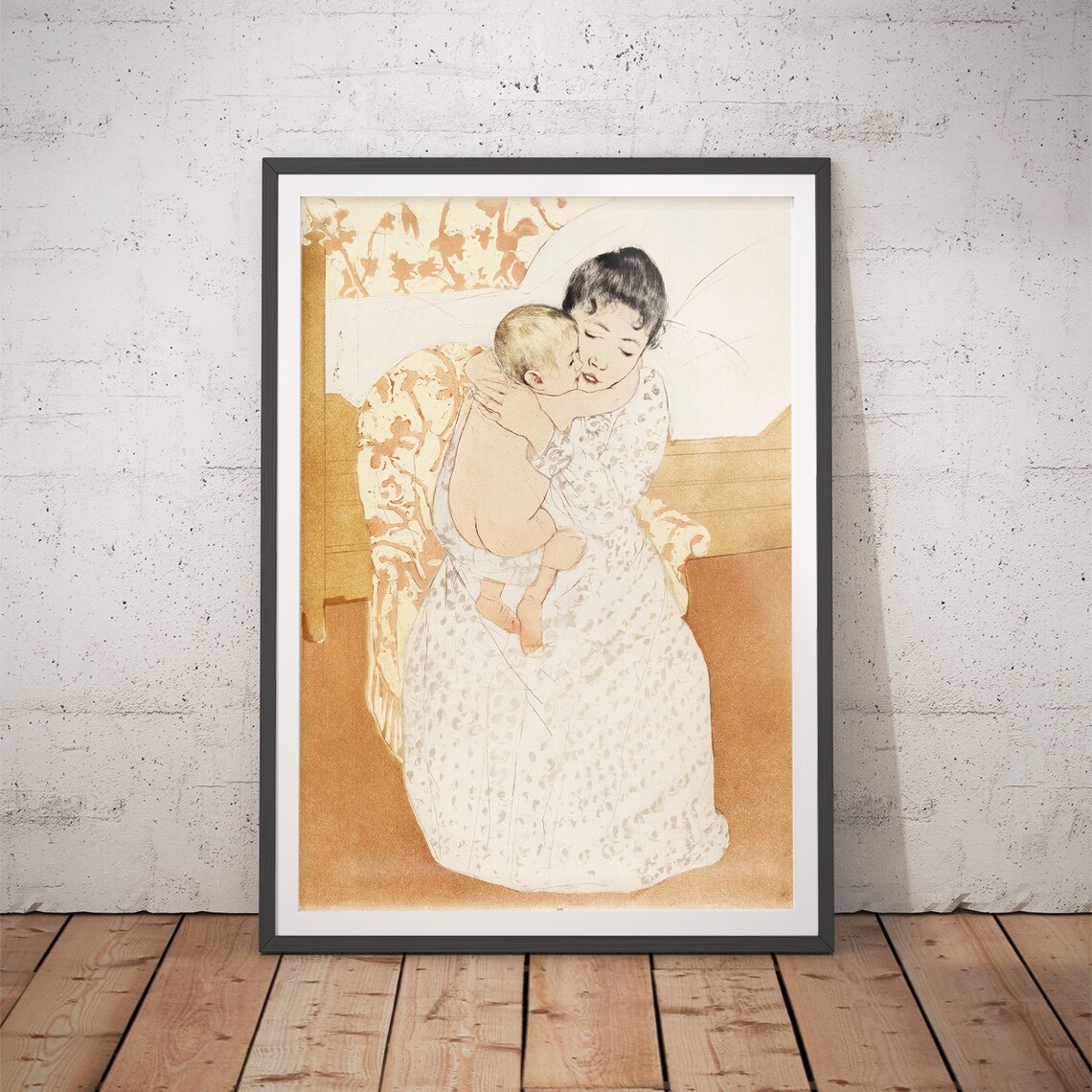 Maternal Caress by Mary Cassatt, Vintage Art Print