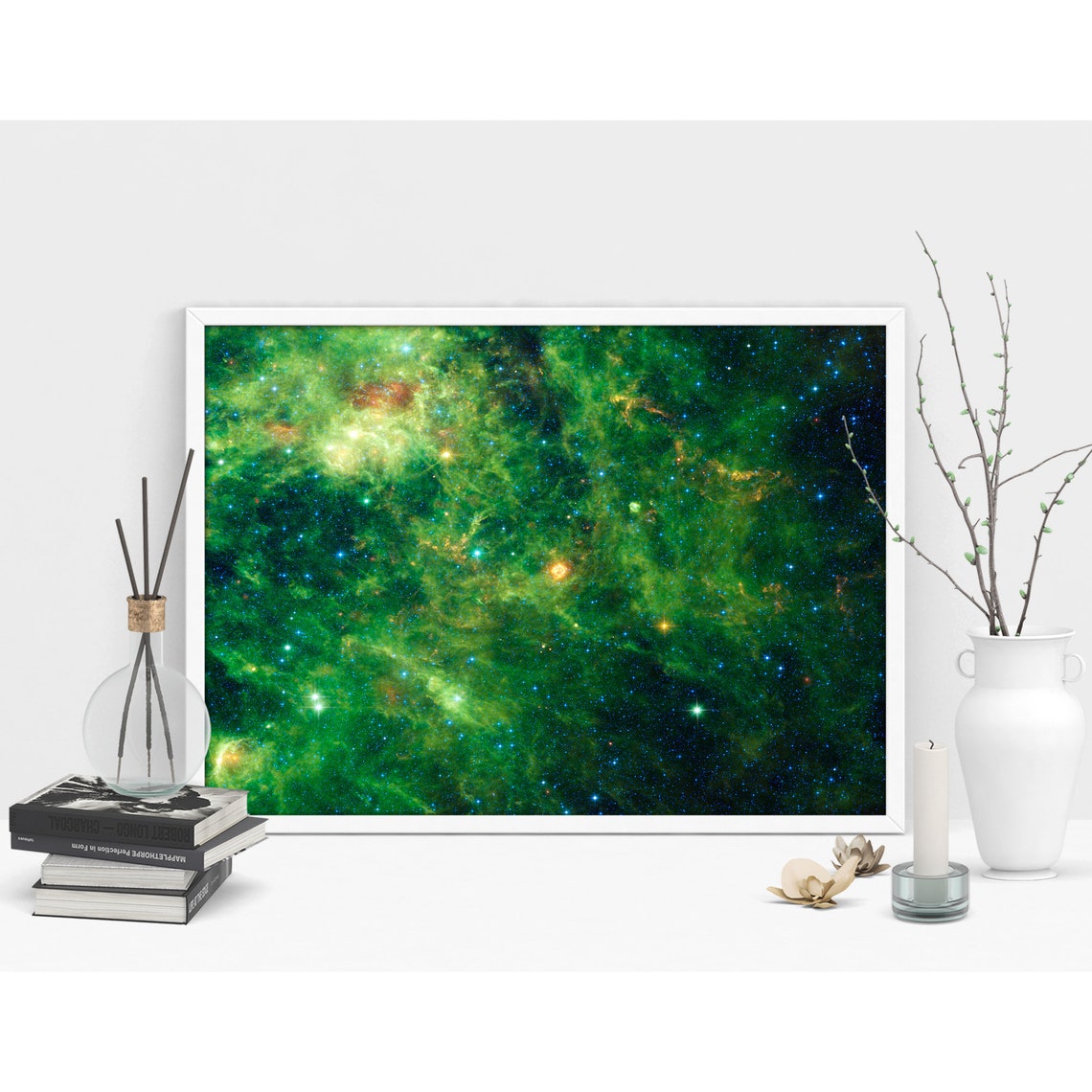 Emerald Green Stellar Nebula Field Deep Space Astronomy Poster - Image 3
