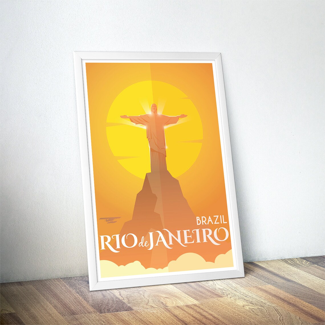 Rio De Janeiro Christ The Redeemer Golden Sunset Travel Wall Art - Image 4