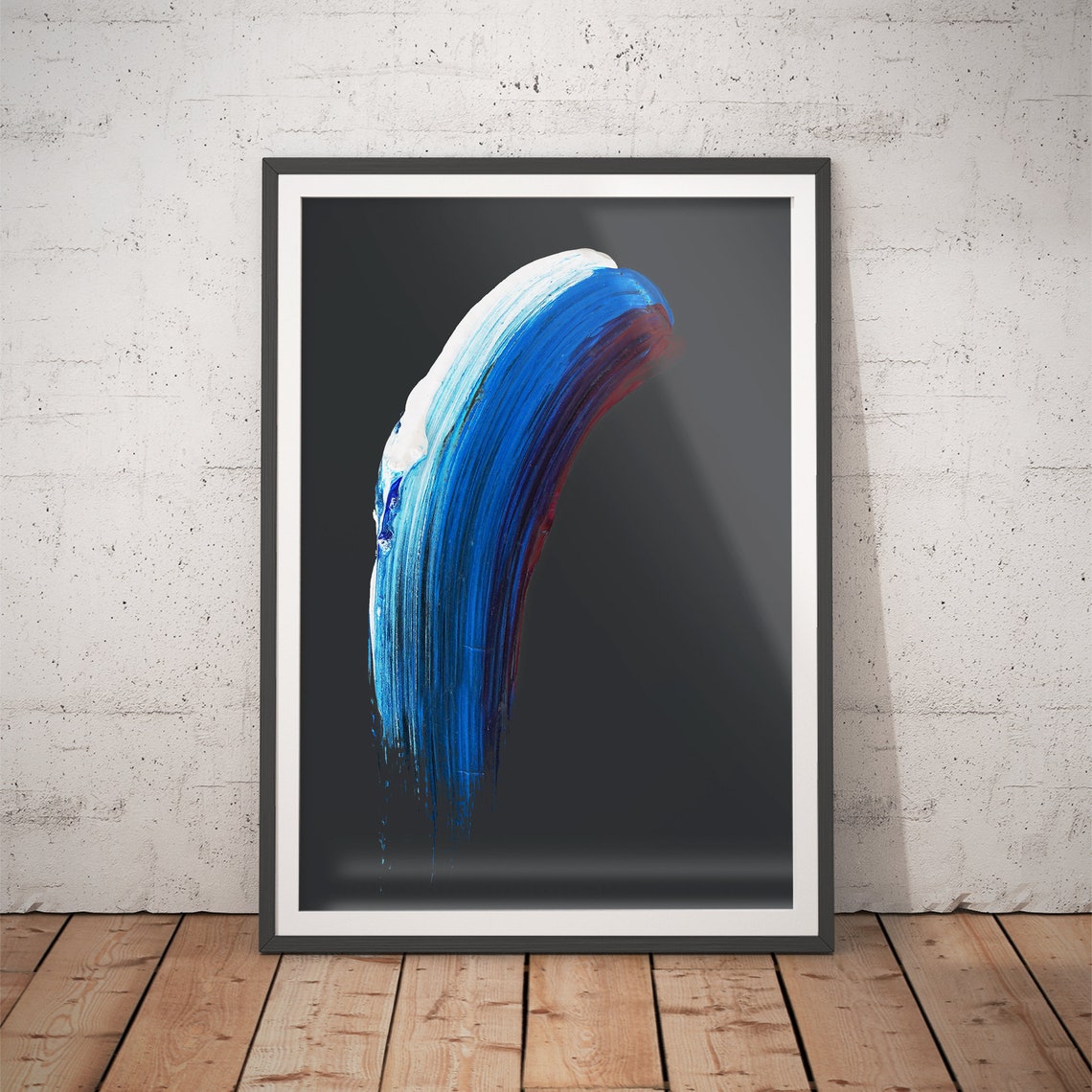 Blue Brush Stroke Sweeping Abstract Minimalist Modern Poster
