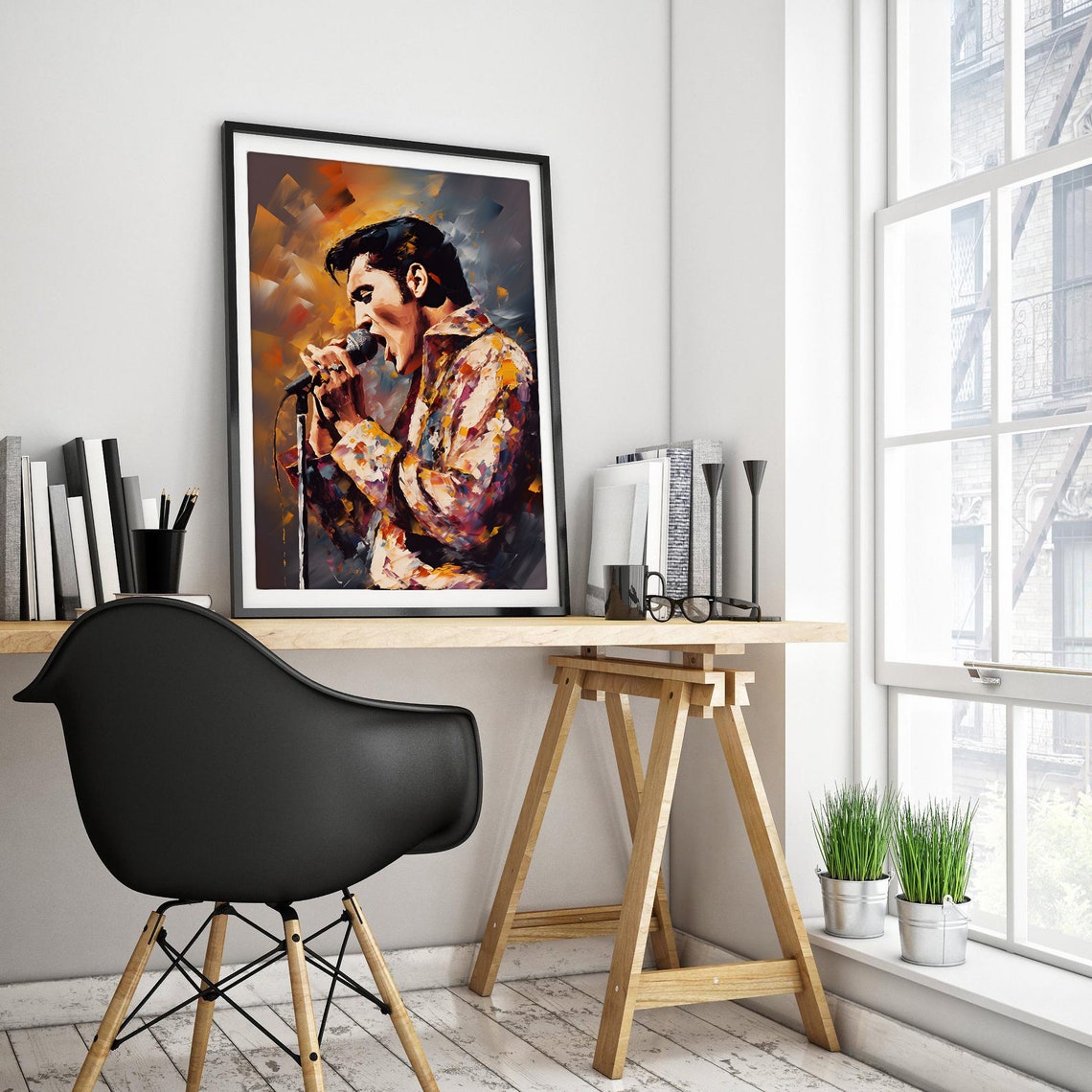 Elvis Presley Dramatic Stage Abstract King of Rock Portrait Poster - Image 3