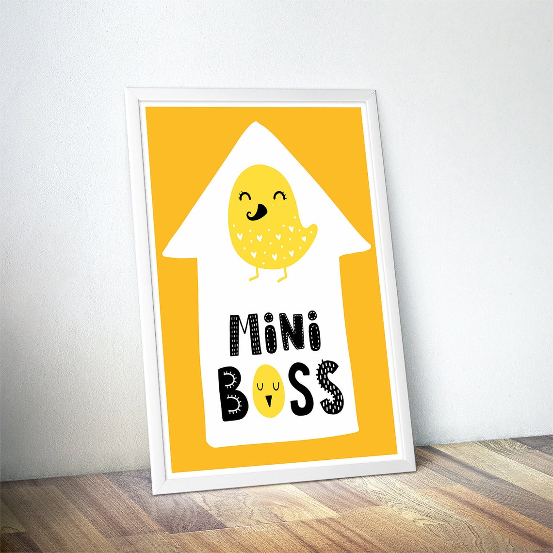 Mini Boss Cute Little Yellow Chick Mustard Nursery Art Poster - Image 4