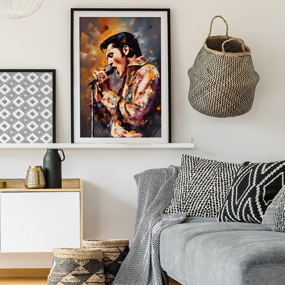 Elvis Presley Dramatic Stage Abstract King of Rock Portrait Poster - Image 2