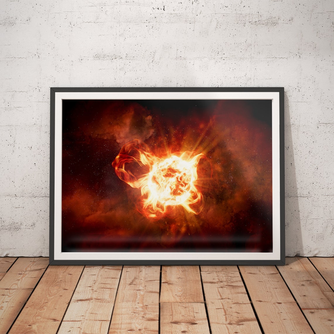 Blazing Star Eruption Fiery Orange Deep Space Astronomy Art Poster
