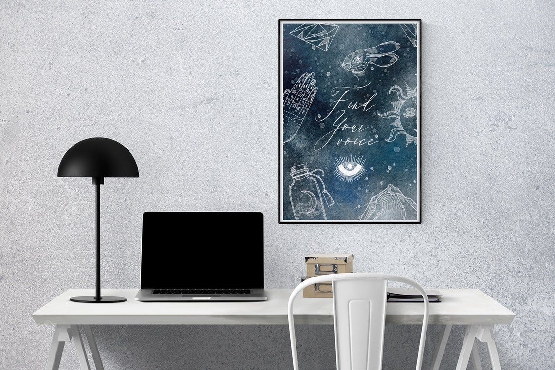 Find Your Voice Celestial Watercolor Astrology Moon Wall Art - Image 3