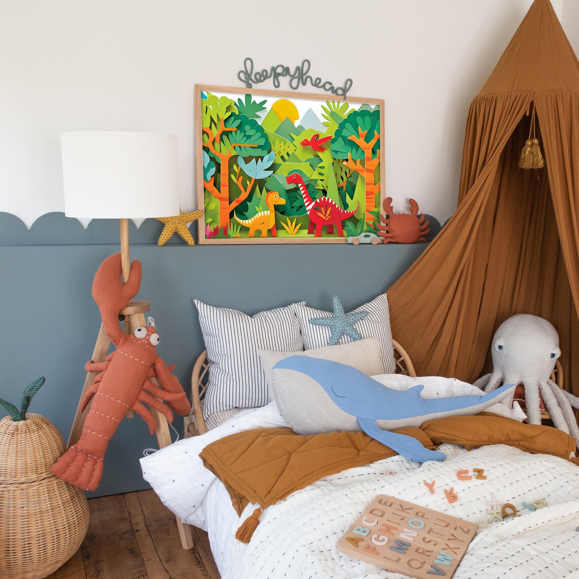 Dinosaur Paper Cut Nursery Wall Art Print - Image 2