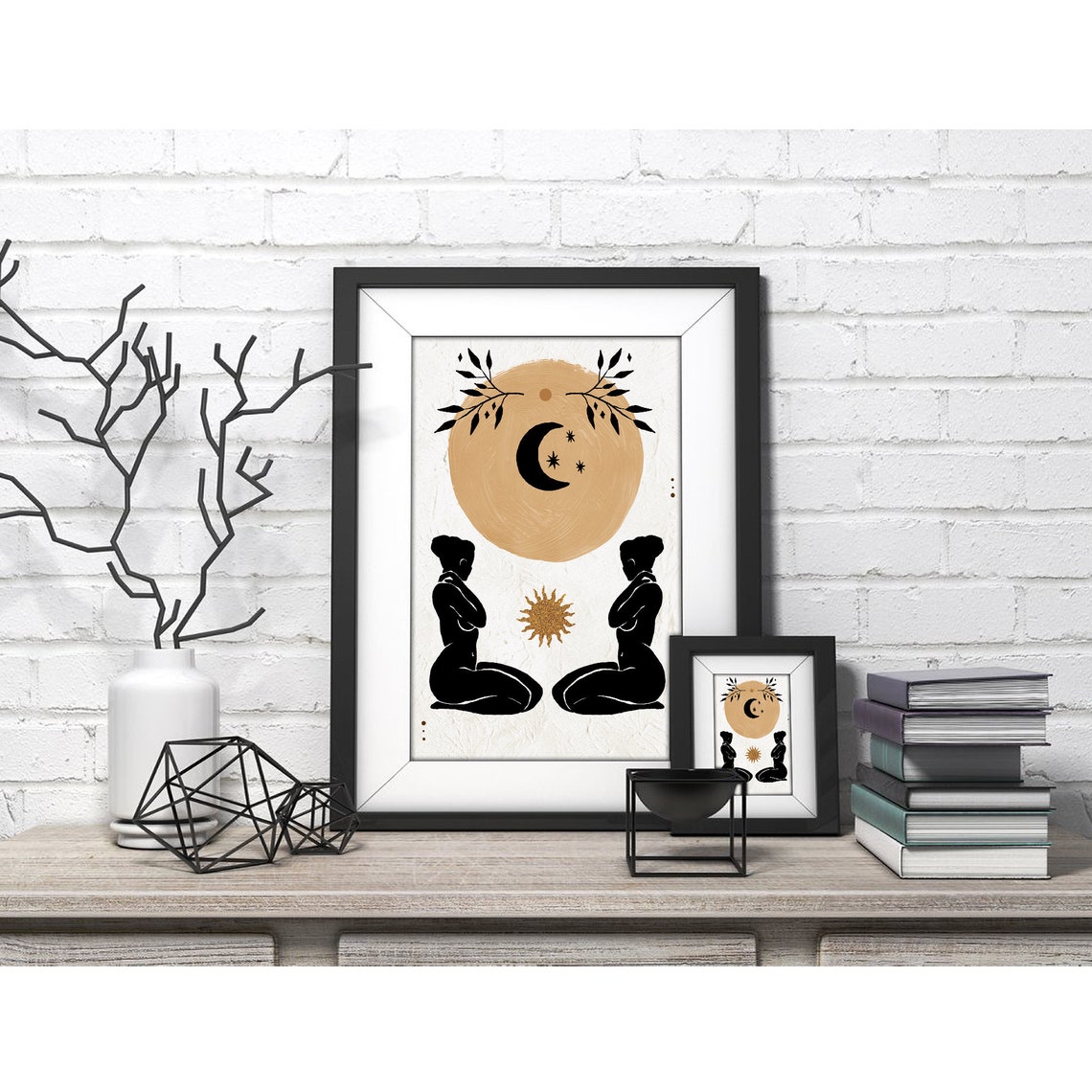 Female Celestial No1 Feminine Art Fashion Prints Naked Woman Art Moon Print Nude Figure Art - Image 4