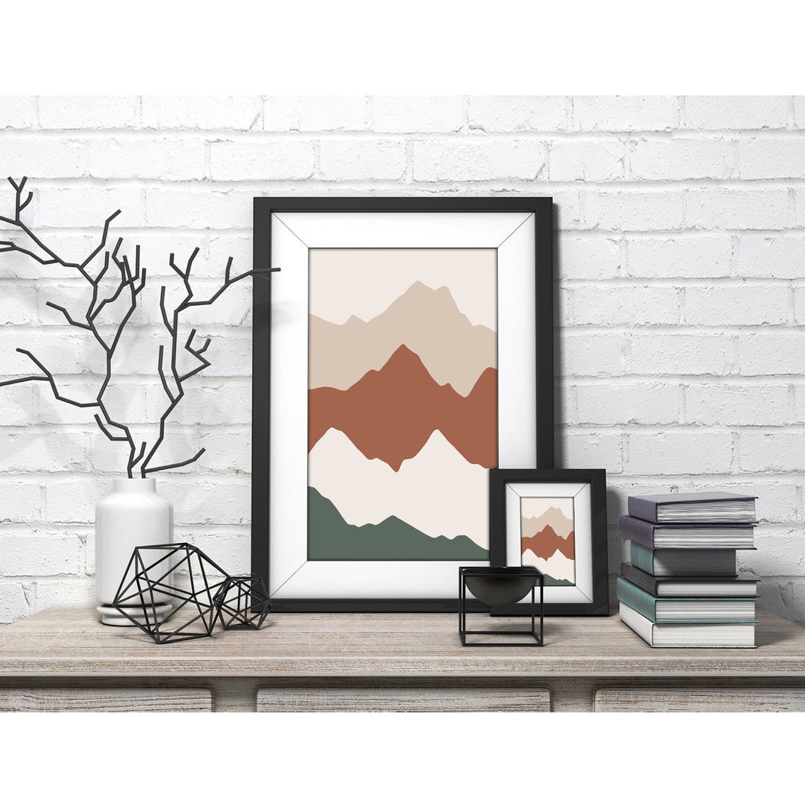 Layered Mountain Peaks in Neutral Tones Minimalist Wall Poster - Image 3