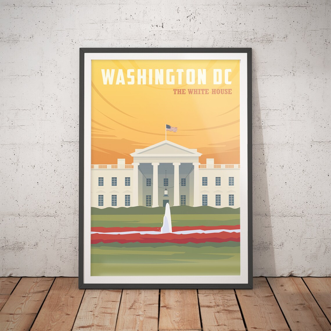 Washington DC The White House Landmark Vintage Retro Travel Poster