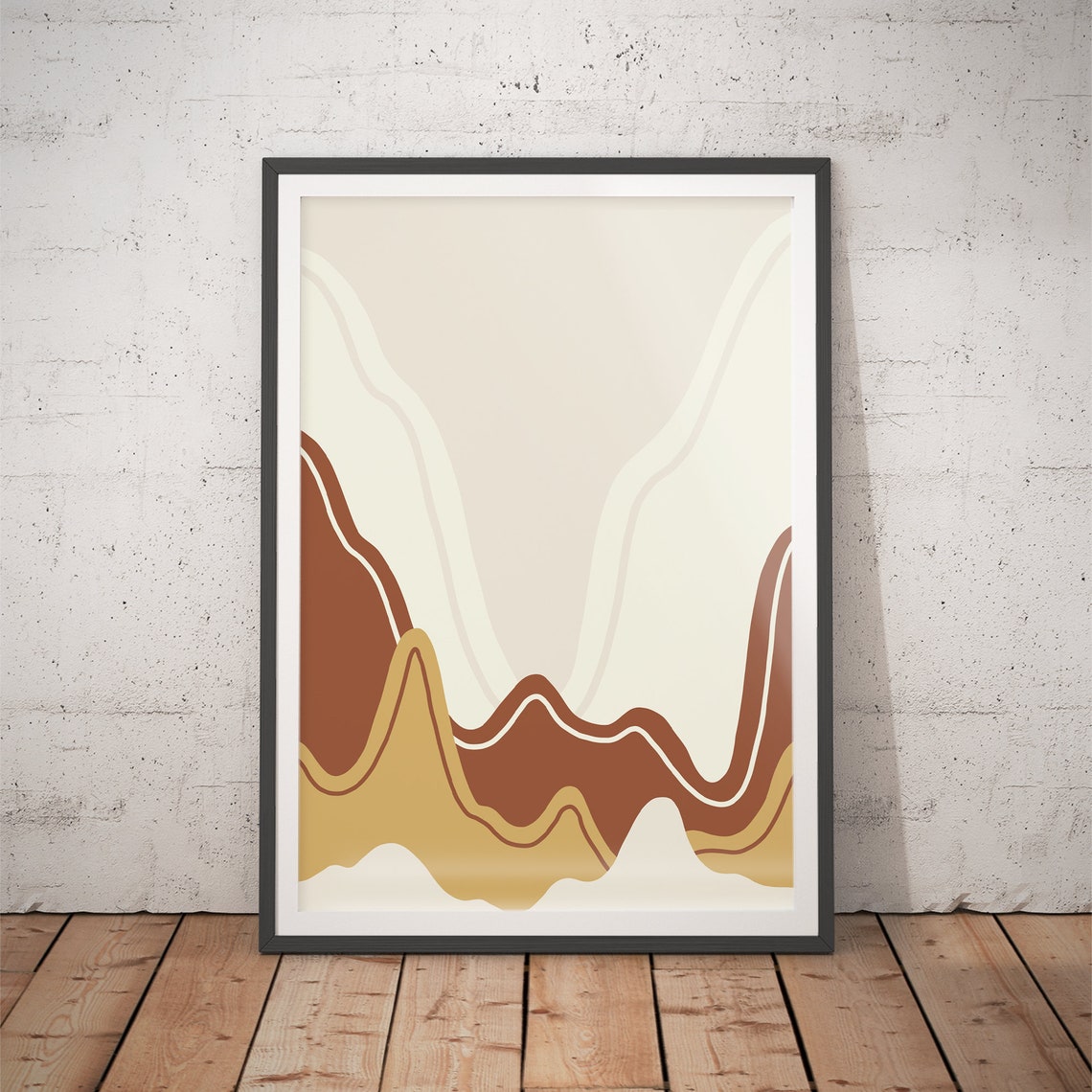 Flowing Canyon Waves in Warm Neutral Tones Abstract Art Poster