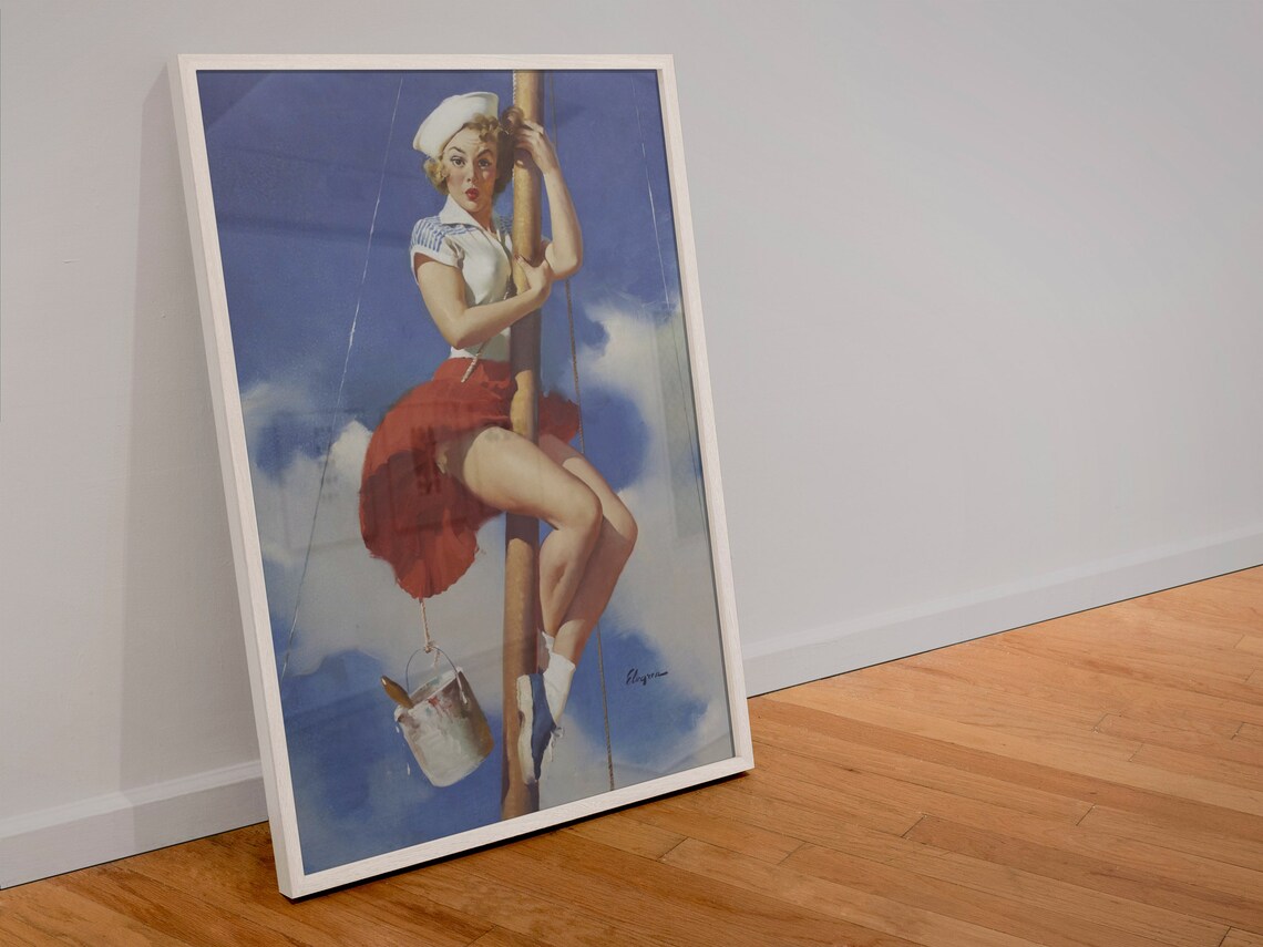 Sitting Pretty Sailor Girl Vintage Pinup Art Print - Image 4