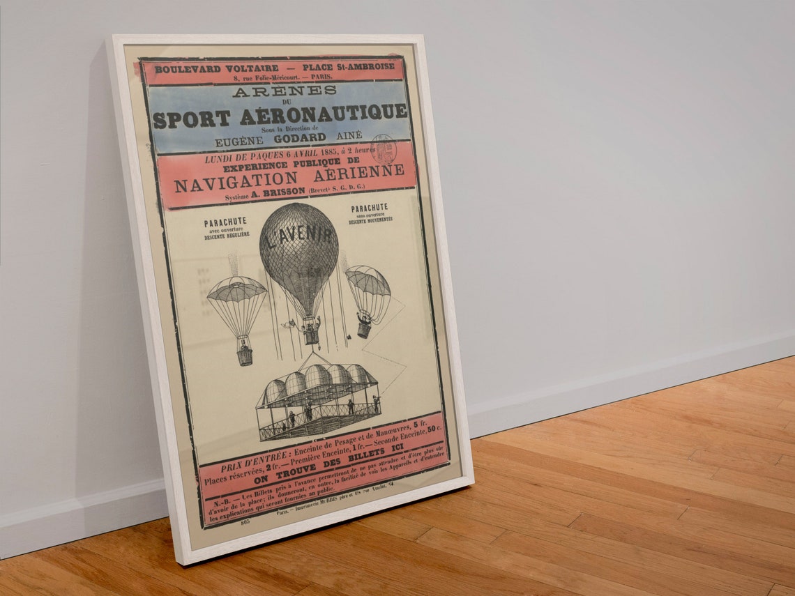 1885 Hot Air Balloon Sport Aeronautique Historic Advertising Poster Classic Advertising Art Print For Gifts And Wall Art Dcor - Image 4