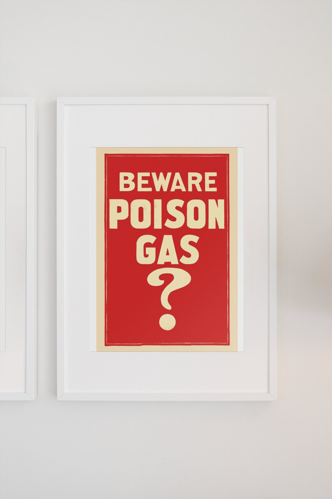 Vintage Beware Poison Gas Red Warning Sign Typography Poster - Image 3