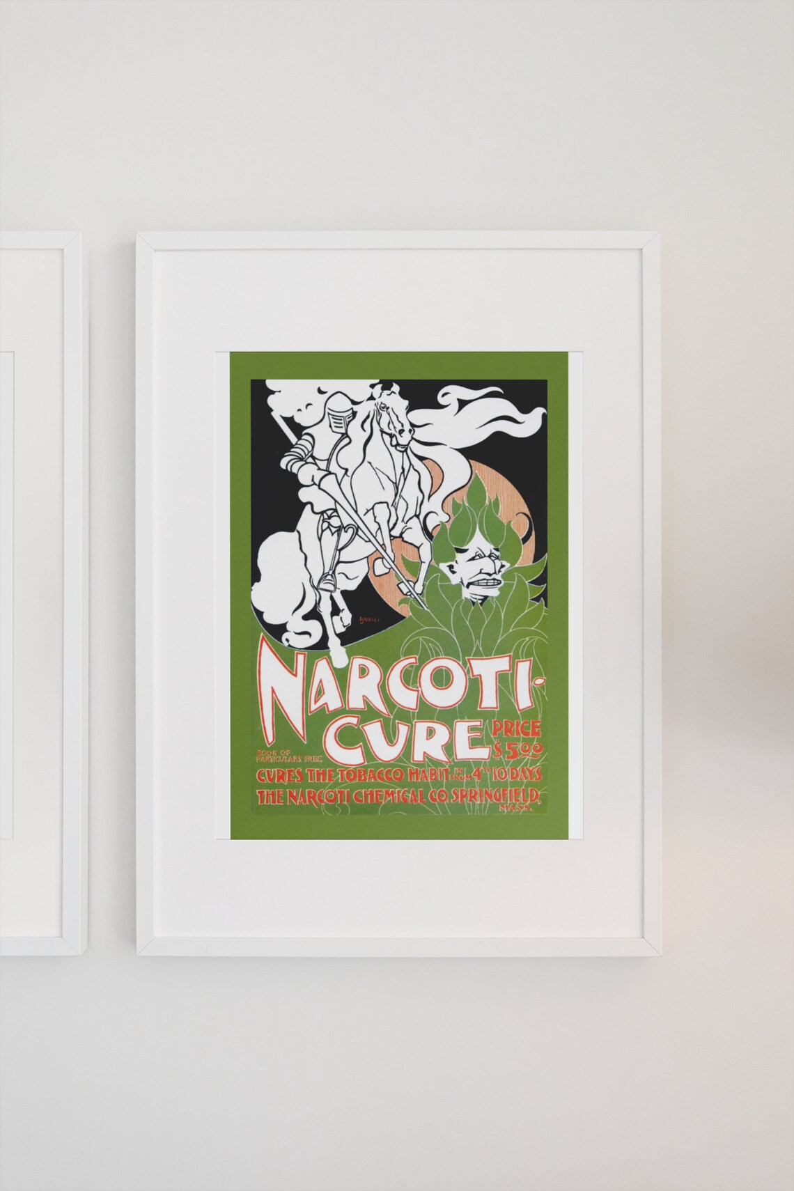 Narcoti Cure Vintage Tobacco Habit Springfield Mass Ad Poster - Image 3