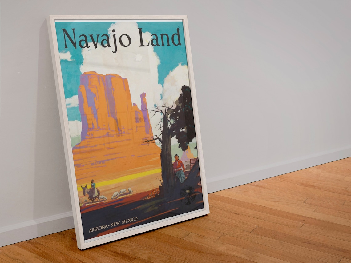 1940s Santa Fe Railroad Navajo Land Travel Poster Art Print - Image 4