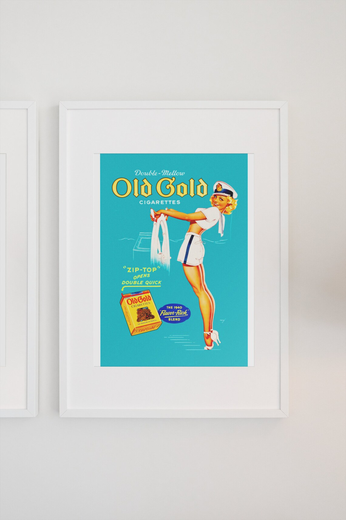Vintage Old Gold Cigarettes 1940 Pin Up Sailor Girl Ad Poster - Image 3