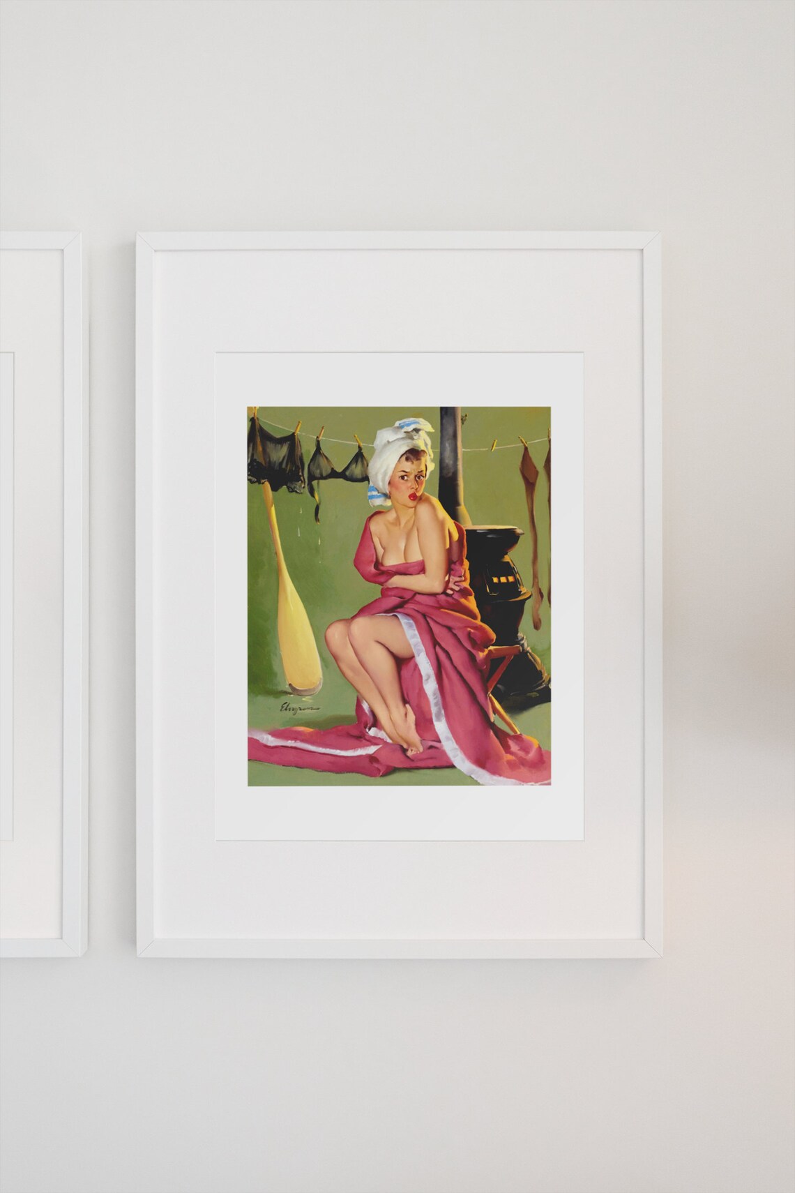 Elvgren Pin Up Girl Pink Towel by Hot Stove Laundry Vintage Poster - Image 3