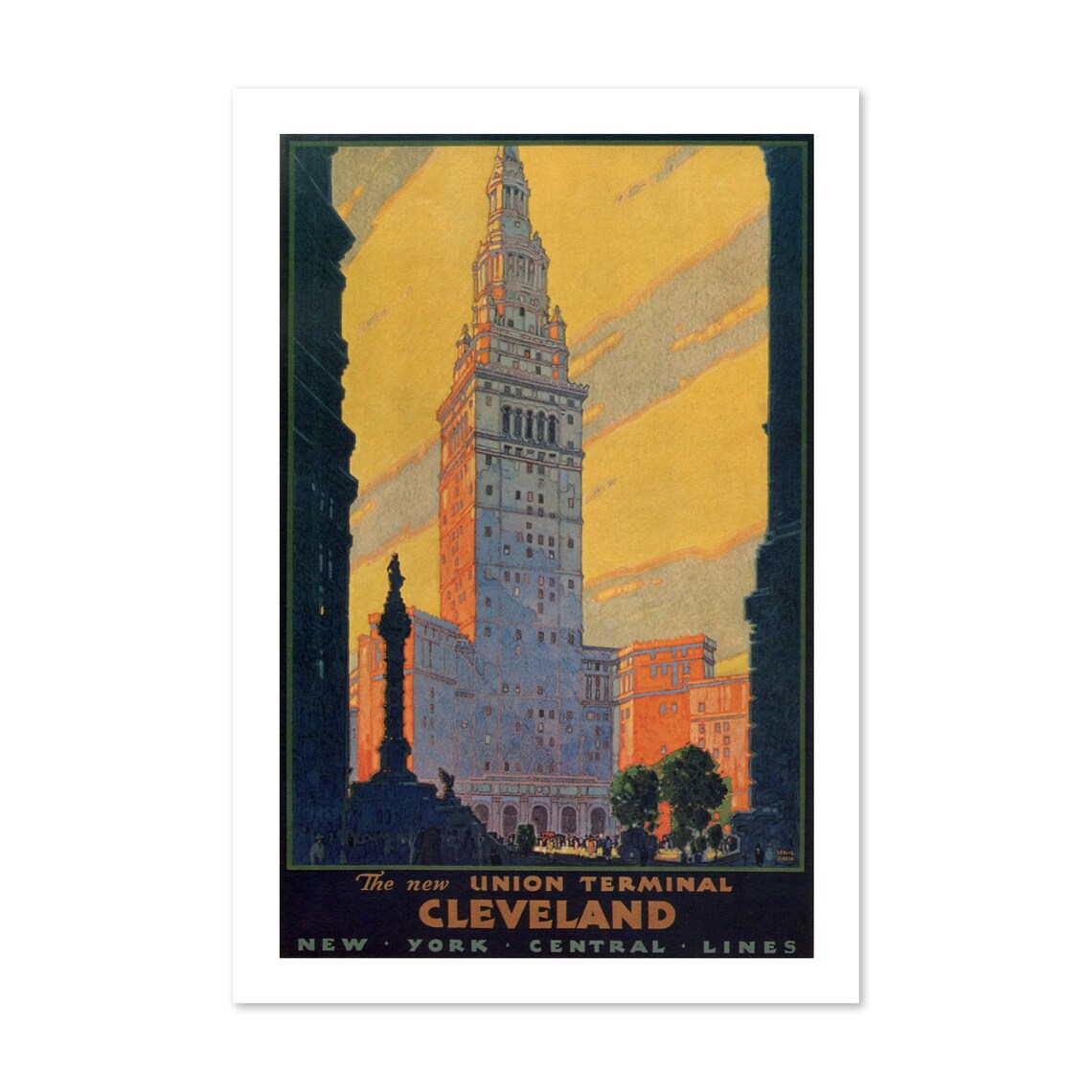 Cleveland New Union Terminal Vintage New York Central Lines Poster