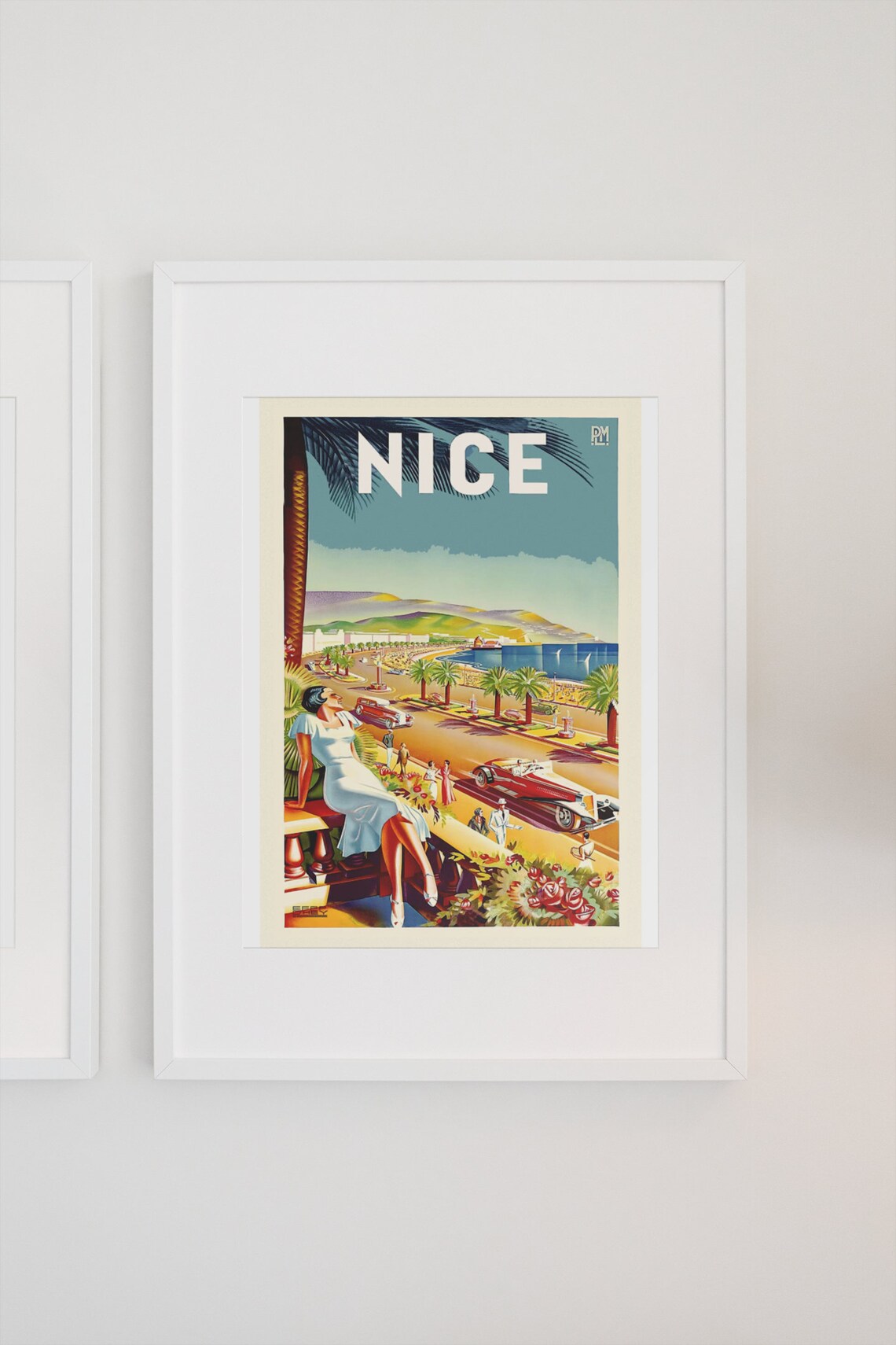 Nice France 1930s Vintage French Riviera Beach Travel Poster - Image 3