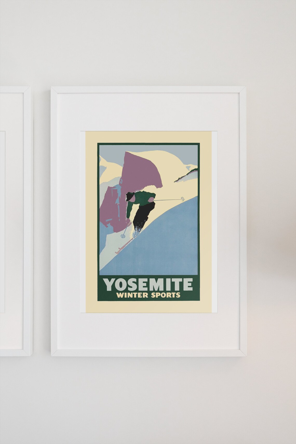 Yosemite Winter Sports Skier Powder Slopes Vintage Ski Poster - Image 3
