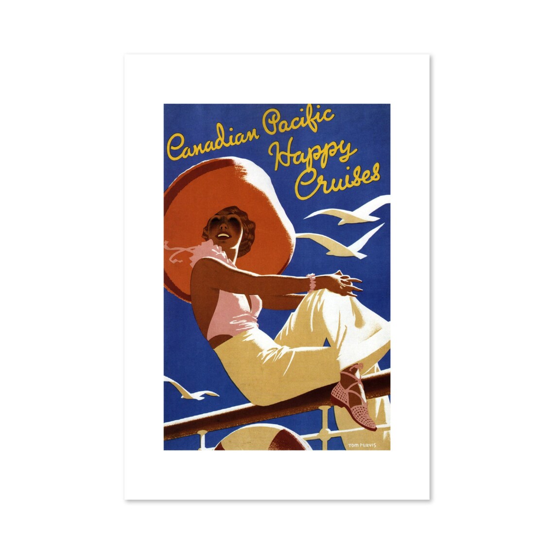 Canadian Pacific Happy Cruises Vintage Ocean Liner Ship Travel Poster