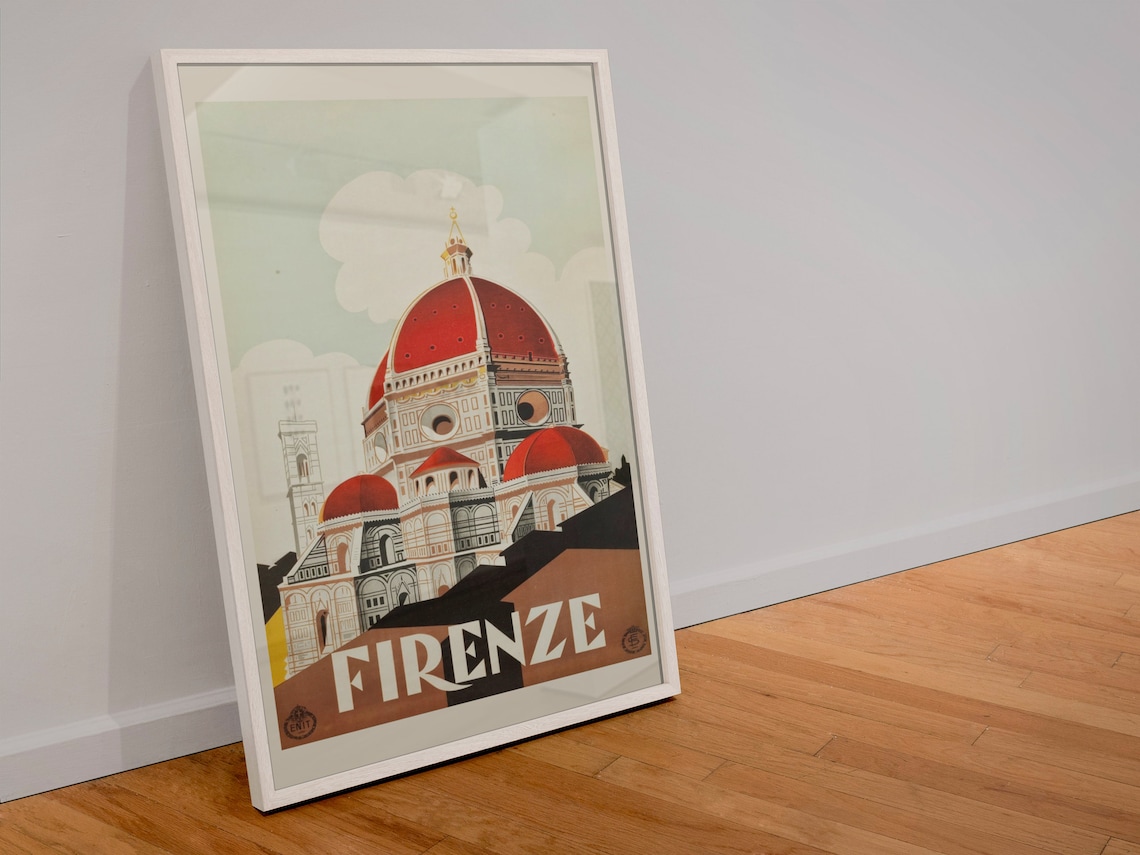 Firenze Italy Florence Duomo Red Dome 1930s Vintage Travel Poster - Image 4