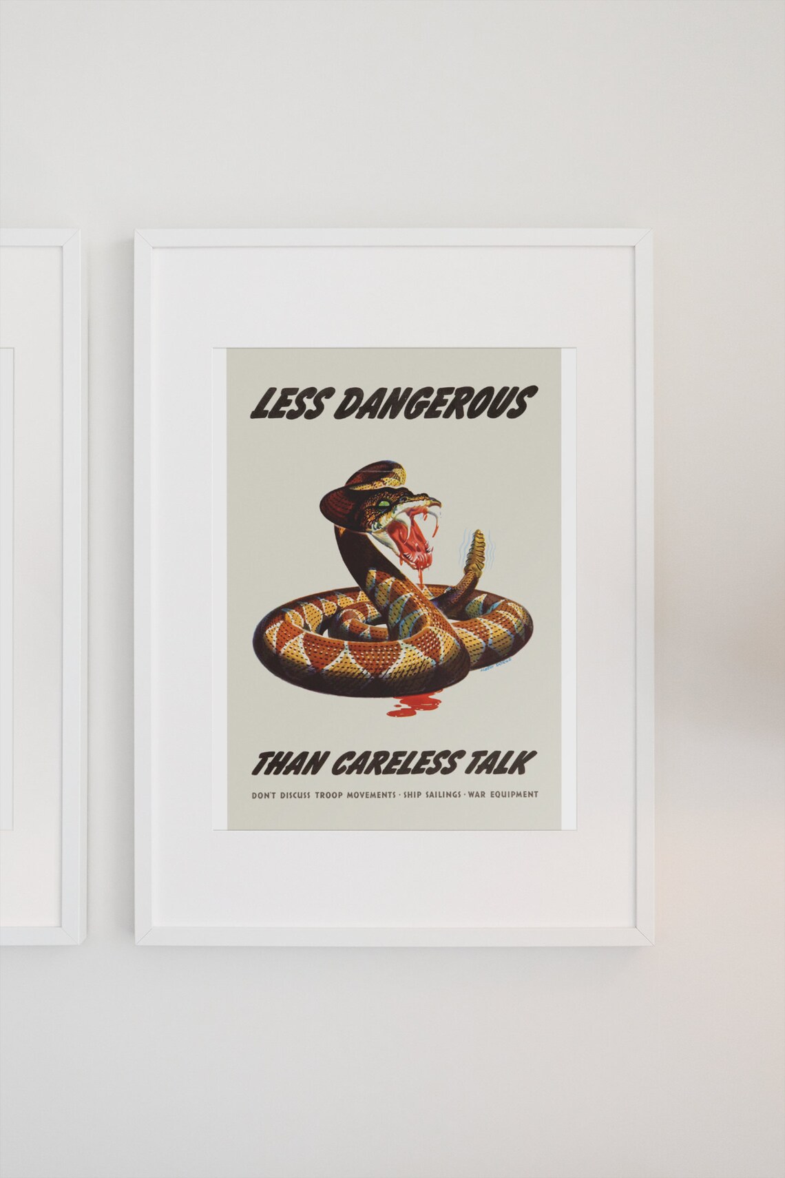 Less Dangerous Than Careless Talk 1944 WWII Rattlesnake Poster - Image 3