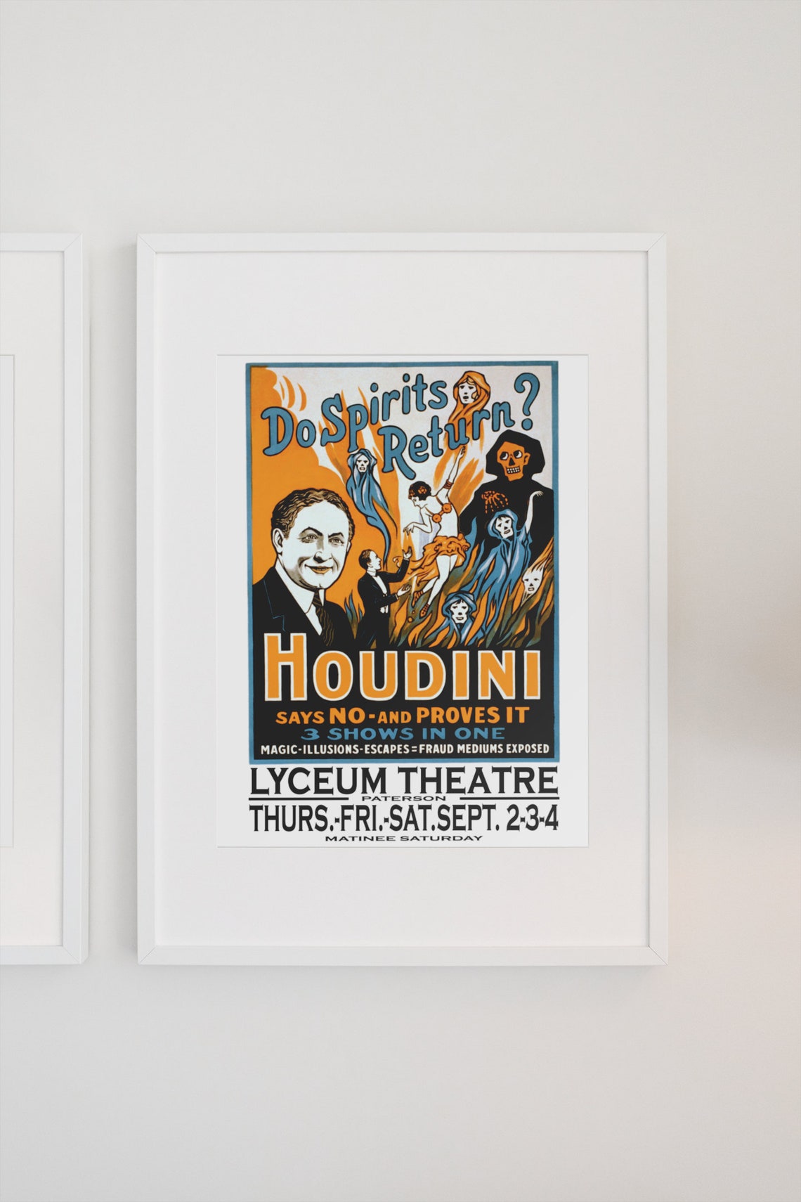 Houdini Do Spirits Return Lyceum Theatre Paterson Magic Show Poster - Image 3