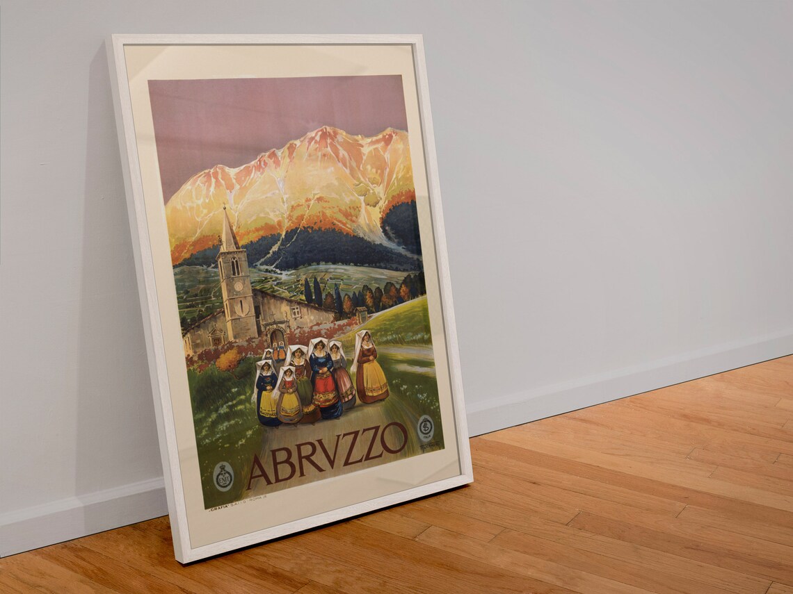 Abruzzo Italy Folk Costume Village Classic Vintage Travel Poster - Image 4