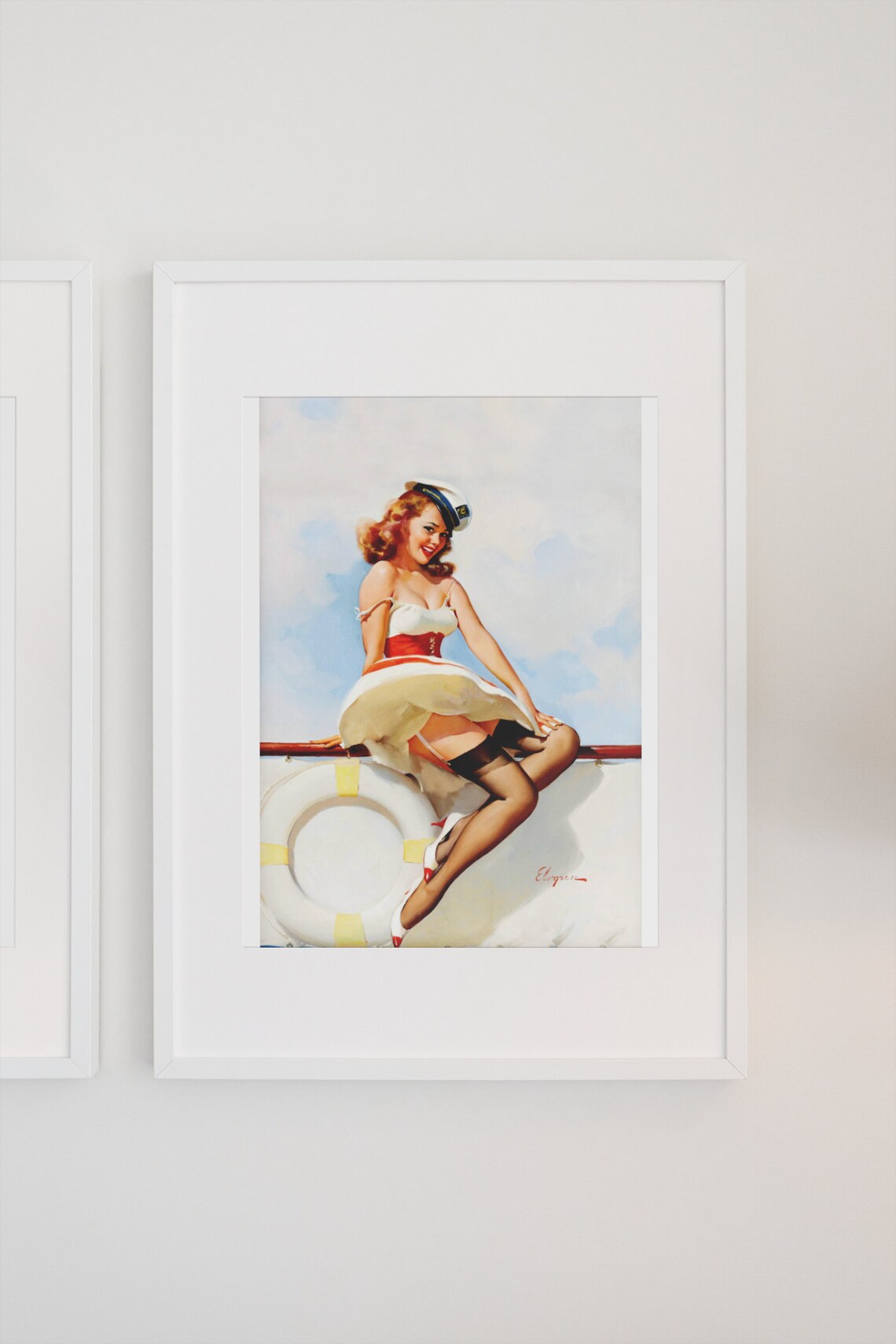 Elvgren All Hands on Deck Sailor Captain Pin Up Girl Sea Art Poster - Image 3