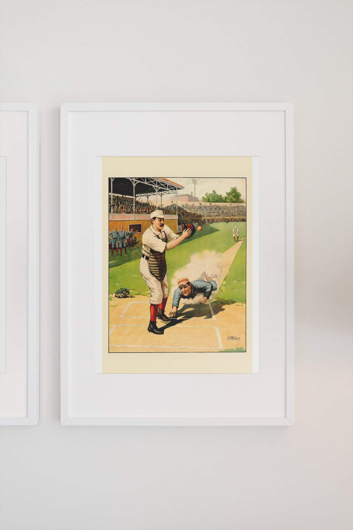 1897 Baseball Home Plate Sliding Action Vintage Sports Poster - Image 3