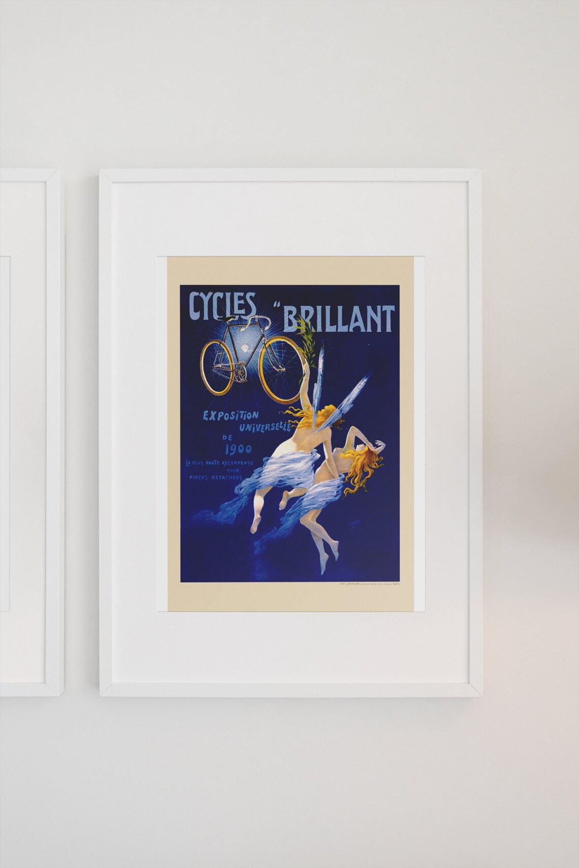 Cycles Brillant 1900 Angelic Bicycle Exposition Universelle Poster - Image 3