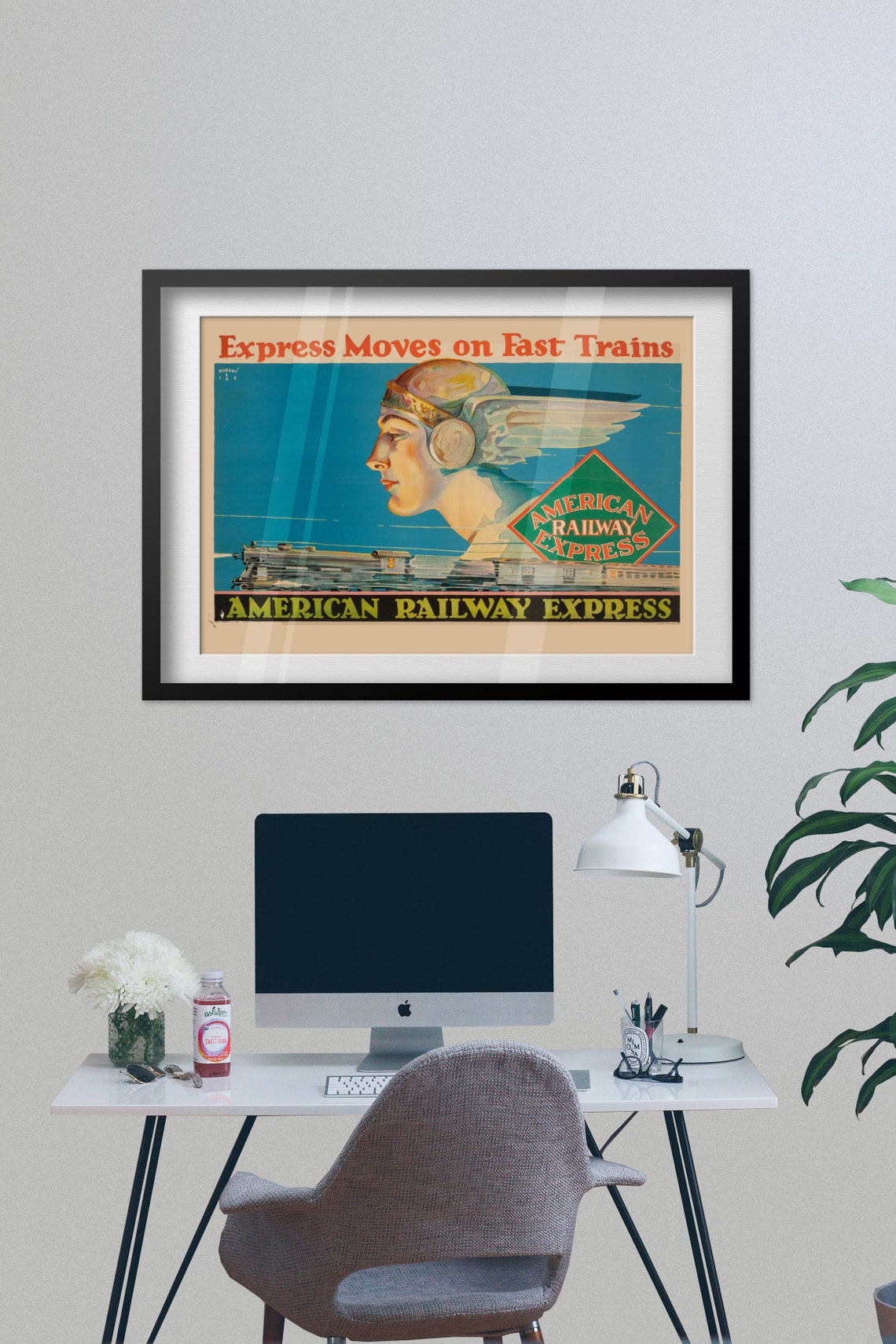 Express Moves on Fast Trains American Railway Express Vintage Poster - Image 2