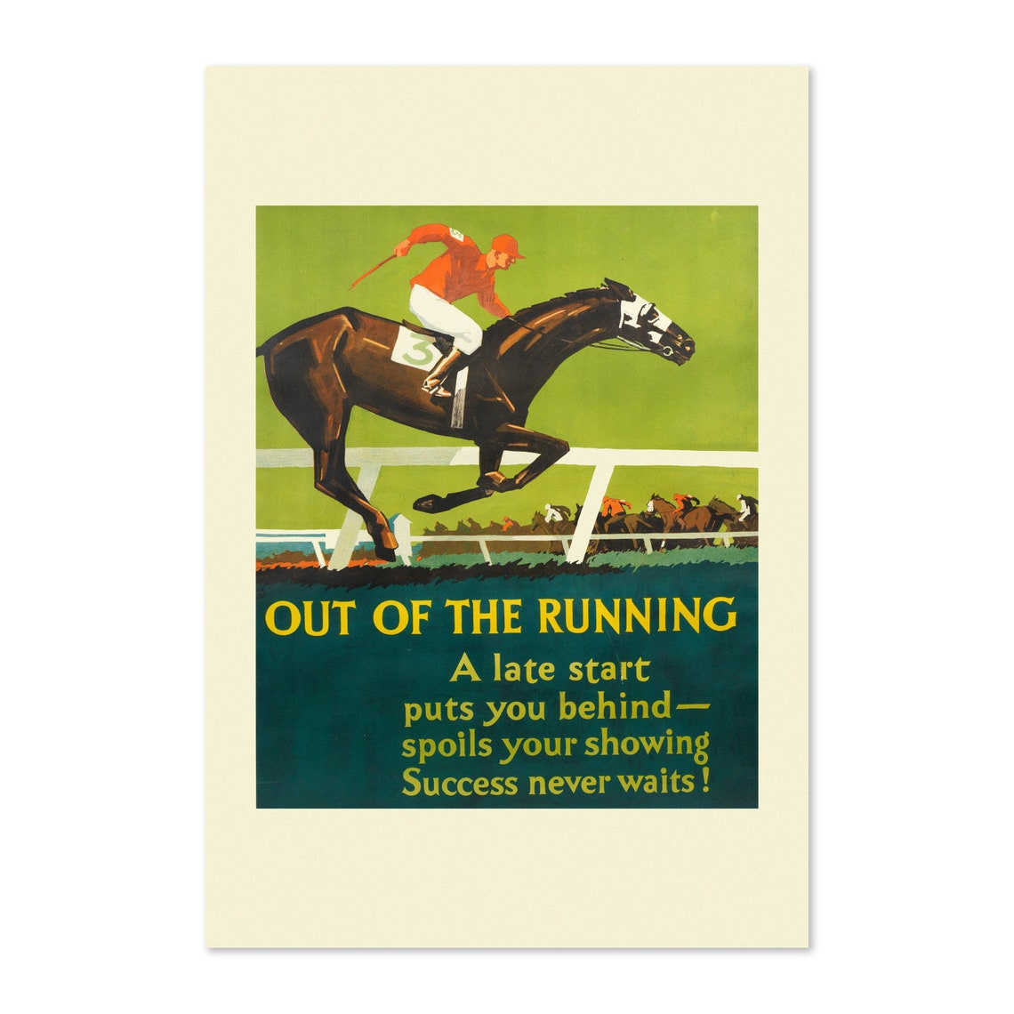 Out Of The Running 1920s Mather Business Horse Race Motivational Poster Classic War Art Print For Gifts And Wall Art Dcor