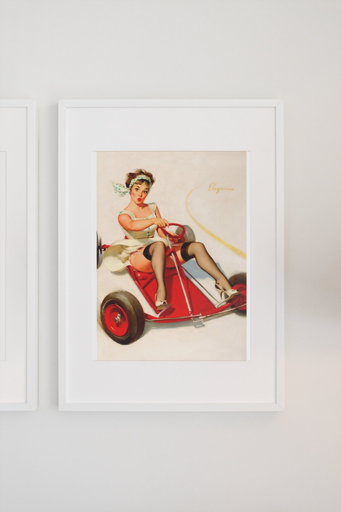 Gil Elvgren Curving Around Go Cart Racing Pin Up Girl Poster - Image 3