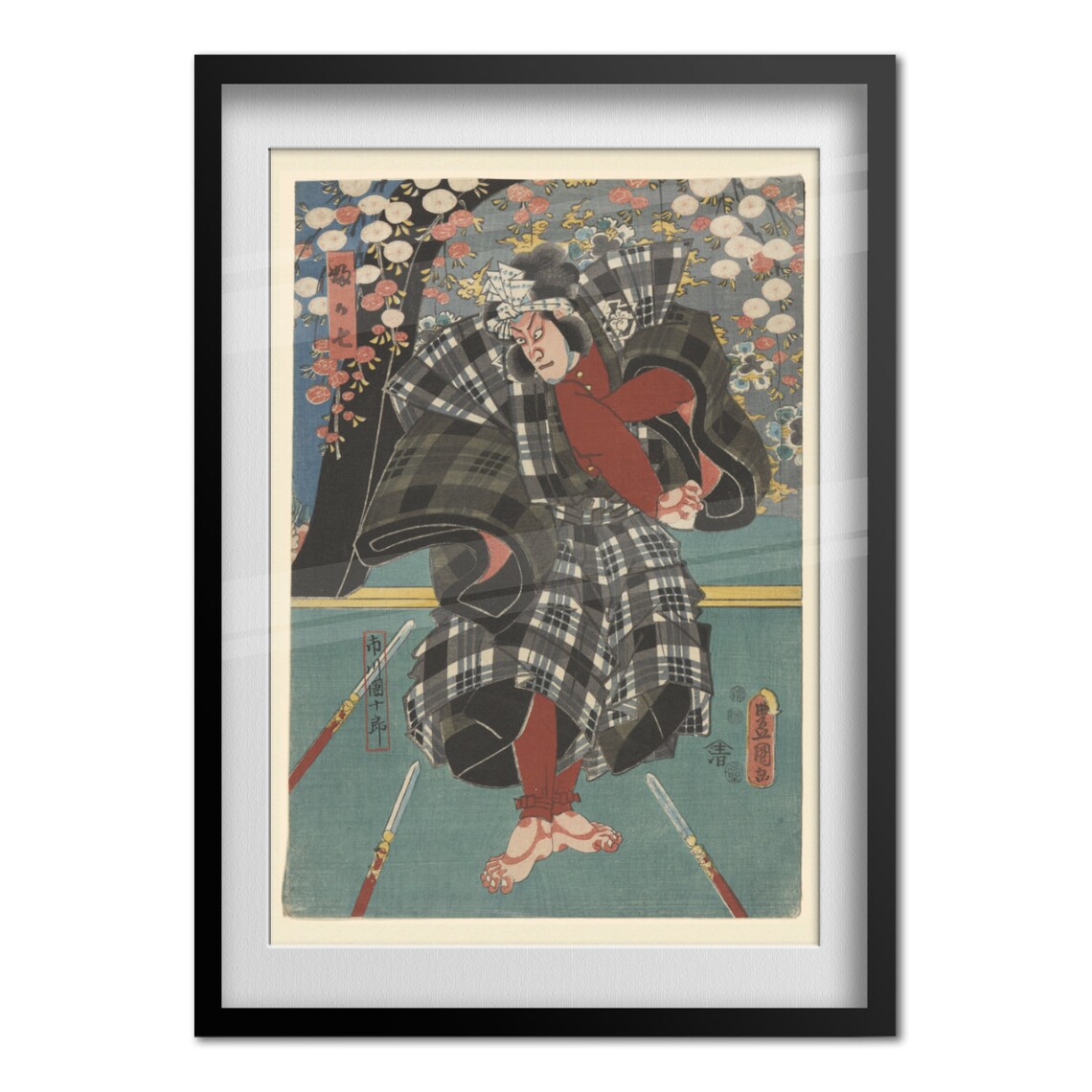 Ichikawa Danjuro Kabuki Actor Ukiyo E Woodblock by Toyokuni Poster - Image 4