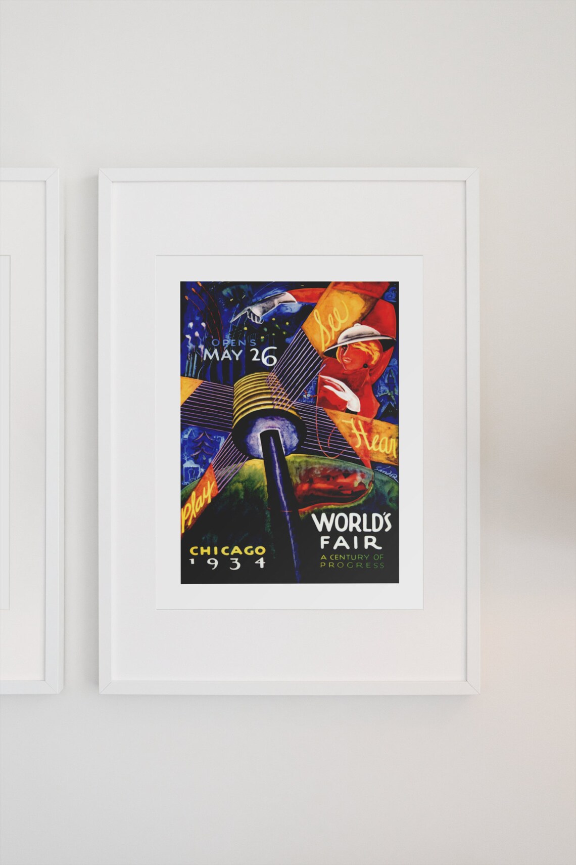 Chicago 1934 Worlds Fair Century of Progress Vintage Travel Poster - Image 3