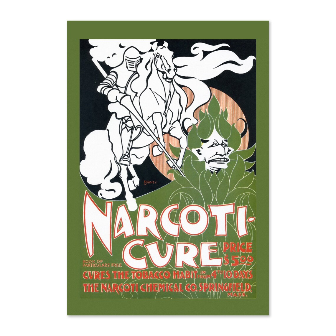 Narcoti Cure Vintage Tobacco Habit Springfield Mass Ad Poster