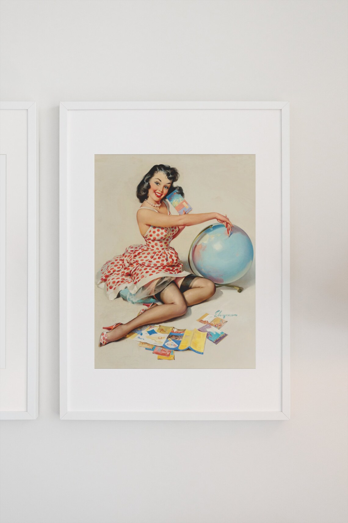 Gil Elvgren Out Of This World Globe Travel Pin-Up Girl Poster - Image 3