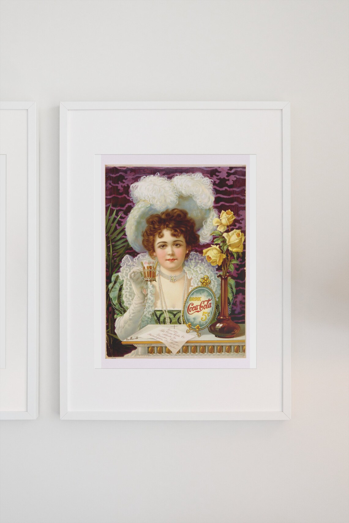 Drink Coca-Cola 5 Cents Victorian Lady Vintage Soda Glass Poster - Image 3