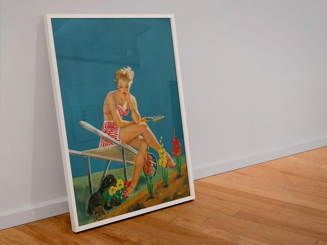 Gil Elvgren Dumb Pluck Vintage Pin Up Girl With Puppy Poster - Image 4